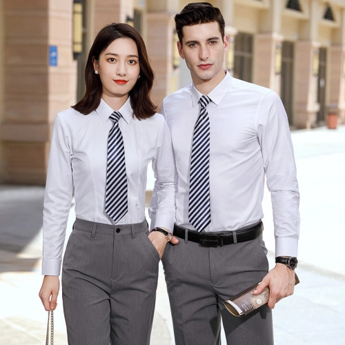 2025 easy care oblique texture business office work shirt for women and men