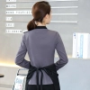 grey round collar long sleeve bar waiter shirt uniform