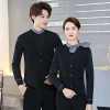 grey round collar long sleeve bar waiter shirt uniform