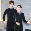 grey round collar long sleeve bar waiter shirt uniform