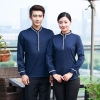 casual navy blue sleeve opening waiter pullover shirts waiter uniforms