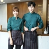 high quality peasant collarline solid color long sleeve shirt apron gift