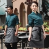 classic hot sale long sleeve solid color waiter/waitress shirt jacket uniform