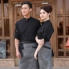 classic hot sale long sleeve solid color waiter/waitress shirt jacket uniform