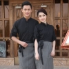 classic hot sale long sleeve solid color waiter/waitress shirt jacket uniform